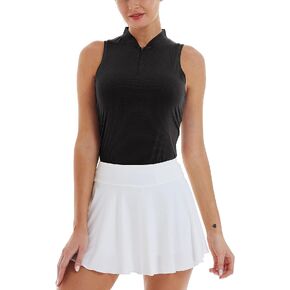 CQC Women's Golf Tennis Sleeveless Polo Shirts Quick Dry Athletic Tank Tops UPF 50+