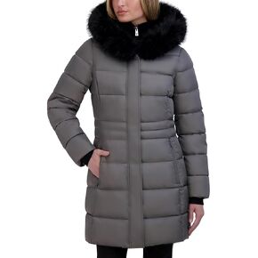 TAHARI Women's Fitted Puffer Coat with Oversized Hood