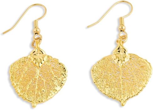 24K Gold Dipped Aspen Leaf Dangle Earrings in Saudi Arabia