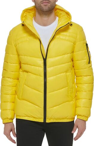 GUESS Men's Long Sleeve Midweight Hooded Puffer in Saudi Arabia