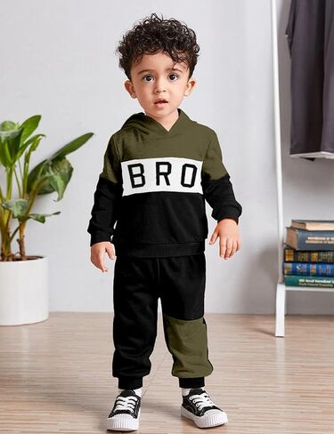 ملابس Fommy للأطفال الصغار، ملابس للأطفال الصغار بقلنسوة بأكمام طويلة وطبعة حروف + طقم سراويل مكون من قطعتين in Kuwait