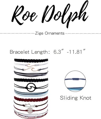 Roe Dolph String Bracelets For Men Waterproof Summer Bracelet Wave Surfer Bracelets Adjustable Beach Bracelets For Guy in Kuwait