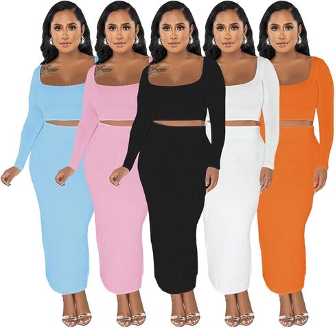 تنورة مجموعات النساء 2 قطعة ملابس مثير Bodycon تانك ساحة الرقبة مضلع مثير قطعتين الزي فستان الحفلات للنساء in Kuwait