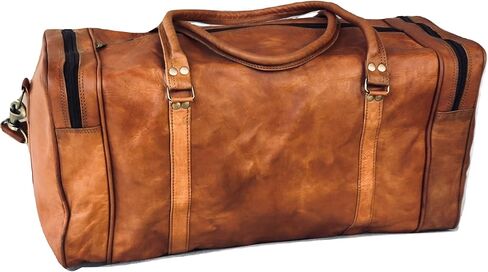 Leather Duffel Travel Gym Overnight Weekend Leather Bag Classic Square Handmade Eco-Friendly Bag Medium in Kuwait