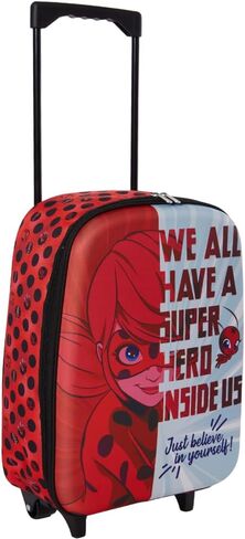 Miraculous Ladybug Carry On Rolling Kids Luggage with Wheels for Girls, 18 Inch, Superhero Lady Bug Convertible Duffle Bag with Side Handle in Kuwait