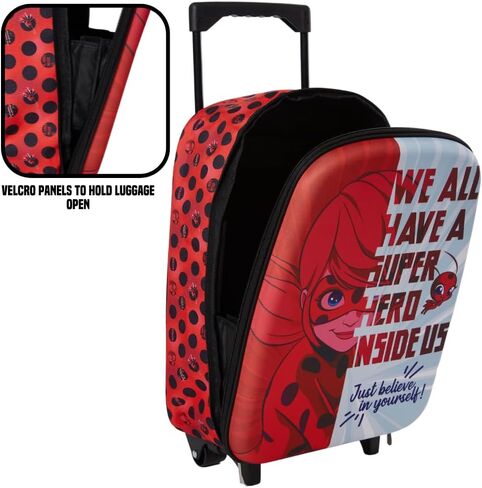 Miraculous Ladybug Carry On Rolling Kids Luggage with Wheels for Girls, 18 Inch, Superhero Lady Bug Convertible Duffle Bag with Side Handle in Kuwait