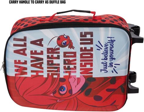 Miraculous Ladybug Carry On Rolling Kids Luggage with Wheels for Girls, 18 Inch, Superhero Lady Bug Convertible Duffle Bag with Side Handle in Kuwait