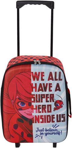 Miraculous Ladybug Carry On Rolling Kids Luggage with Wheels for Girls, 18 Inch, Superhero Lady Bug Convertible Duffle Bag with Side Handle in Kuwait