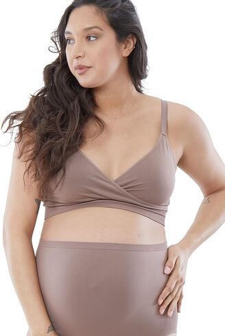 Ingrid & Isabel Seamless Cooling Crossover Nursing Bra, Comfortable Wireless Support for Breastfeeding in Kuwait