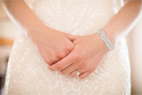 سوار قابل للتمدد بحجر الراين للنساء بنات الفضة مطلي واضح كريستال مجوهرات الزفاف in Kuwait