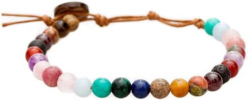 سوار شفاء شاكرا الطاقة 6 مم من لوتس ولونا مع أحجار اليشم الحقيقية واللؤلؤ والكوارتز الوردي والجمشت وحجر القمر... in Kuwait