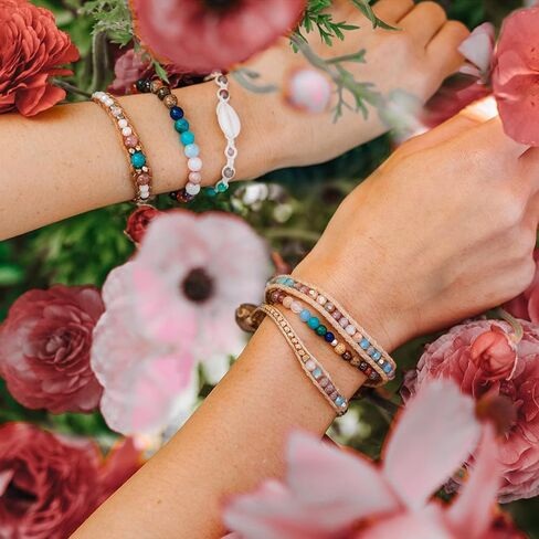 سوار شفاء شاكرا الطاقة 6 مم من لوتس ولونا مع أحجار اليشم الحقيقية واللؤلؤ والكوارتز الوردي والجمشت وحجر القمر... in Kuwait