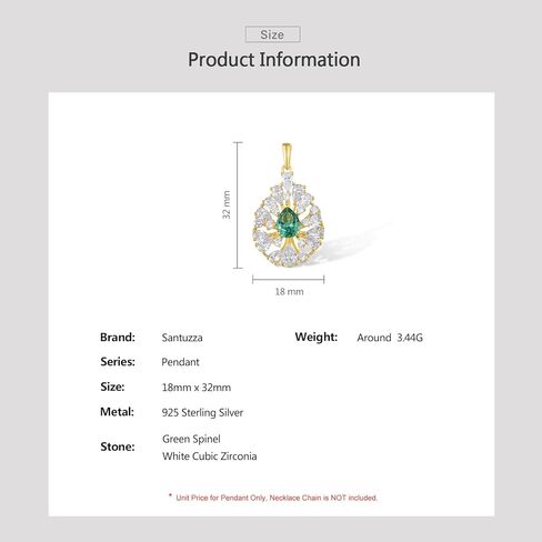 Santuzza 925 Sterling Silver Flower Shape Gemstone White Cubic Zirconia Pendant for Women in Kuwait