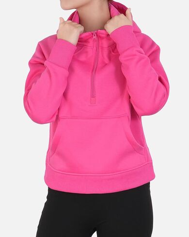 KEREDA كنزات بغطاء للرأس مبطنة بالصوف للفتيات بلوفر بنصف سحاب وأكمام طويلة وياقة مقصوصة 5-14 سنة in Kuwait