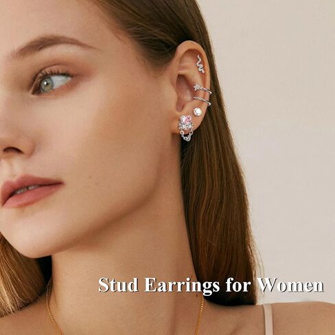 LOYALLOOK 18 قطعة من أقراط الغضروف للنساء من الفولاذ الجراحي المسطح الخلفي أقراط الأريكة هوب ثقب أوبال زهرة سانكي هيليكس تراغوس ثقب تشيكوسلوفاكيا غضروف القرط ثقب in Kuwait