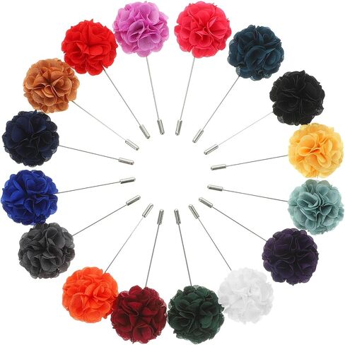 PRETYZOOM للرجال ديكور 16 قطعة دبوس طية صدر السترة على شكل زهرة للرجال دبوس العروة دبوس حفلة موسيقية رجل بدلة الديكور الزهور الملحقات لبدلة الزفاف العريس ديكور الزفاف in Kuwait