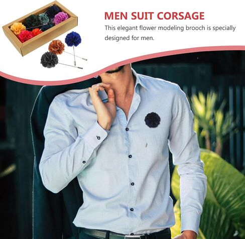 PRETYZOOM للرجال ديكور 16 قطعة دبوس طية صدر السترة على شكل زهرة للرجال دبوس العروة دبوس حفلة موسيقية رجل بدلة الديكور الزهور الملحقات لبدلة الزفاف العريس ديكور الزفاف in Kuwait