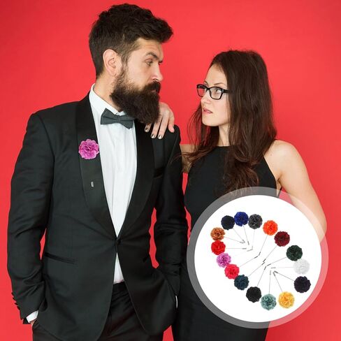 PRETYZOOM للرجال ديكور 16 قطعة دبوس طية صدر السترة على شكل زهرة للرجال دبوس العروة دبوس حفلة موسيقية رجل بدلة الديكور الزهور الملحقات لبدلة الزفاف العريس ديكور الزفاف in Kuwait