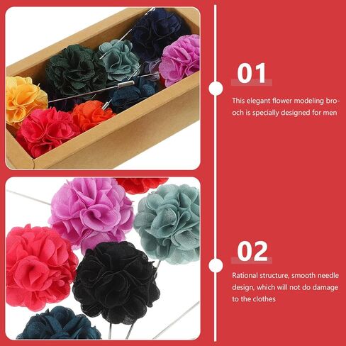 PRETYZOOM للرجال ديكور 16 قطعة دبوس طية صدر السترة على شكل زهرة للرجال دبوس العروة دبوس حفلة موسيقية رجل بدلة الديكور الزهور الملحقات لبدلة الزفاف العريس ديكور الزفاف in Kuwait