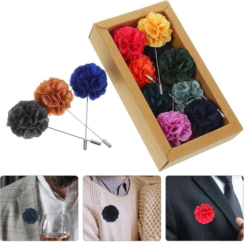 PRETYZOOM للرجال ديكور 16 قطعة دبوس طية صدر السترة على شكل زهرة للرجال دبوس العروة دبوس حفلة موسيقية رجل بدلة الديكور الزهور الملحقات لبدلة الزفاف العريس ديكور الزفاف in Kuwait