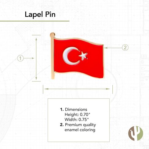 Turkey Lapel Pin Country Flag Enamel Souvenir Made of Metal Hat Men Women Patriotic Turkish (Waving Flag Lapel Pin) in Saudi Arabia