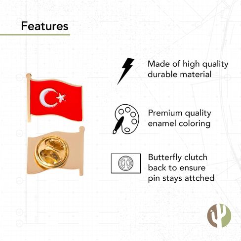 Turkey Lapel Pin Country Flag Enamel Souvenir Made of Metal Hat Men Women Patriotic Turkish (Waving Flag Lapel Pin) in Saudi Arabia