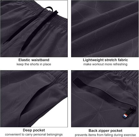 LTIFONE Gym Shorts for Men, Quick Dry Workout Sport Shorts, Mens Exercise Summer Shorts with Zipper Pockets, for Tennis in Kuwait