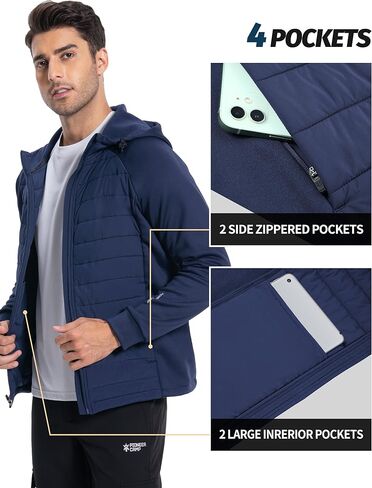 Pioneer Camp Men's Running Jacket Lightweight Puffer Jacket Hybrid Winter Warm Up Insulated Thermal Coat Hiking Golf Sports in Saudi Arabia