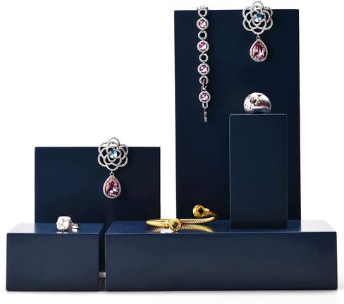 Oirlv Solid Wood Jewelry Display for Selling Blue Raiser for Display Showcase Ring Earring Bracelet Necklace Jewelry Holder(SM07501) in Saudi Arabia