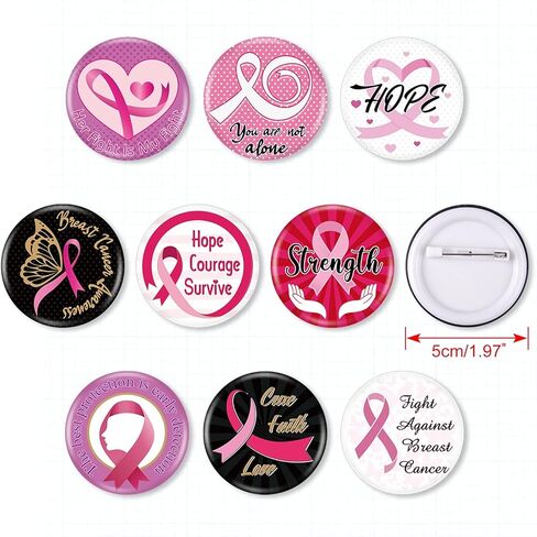 ايليكلاند 45 قطعة من دبابيس الشريط الزهري للتوعية بسرطان الثدي، بروش الامل الزهري للمناسبات الخيرية لسرطان الثدي in Kuwait