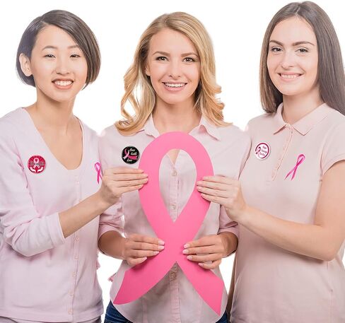 ايليكلاند 45 قطعة من دبابيس الشريط الزهري للتوعية بسرطان الثدي، بروش الامل الزهري للمناسبات الخيرية لسرطان الثدي in Kuwait