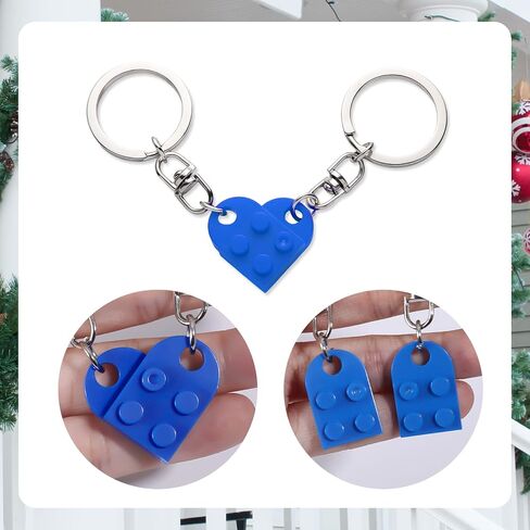 KINBOM Heart Keychain Set, 2pcs Matching Heart Keychain Couple Keychains Small Heart Decorations for Party, Valentines Gift for Girlfriend Boyfriend (Blue) in Saudi Arabia