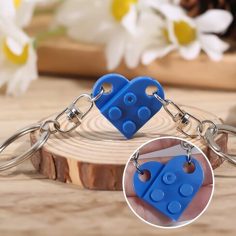 KINBOM Heart Keychain Set, 2pcs Matching Heart Keychain Couple Keychains Small Heart Decorations for Party, Valentines Gift for Girlfriend Boyfriend (Blue) in Saudi Arabia