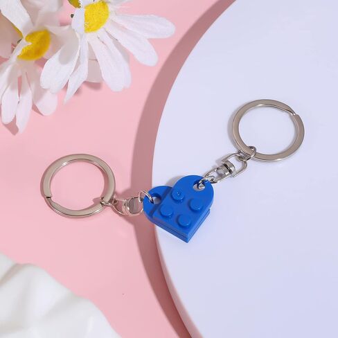 KINBOM Heart Keychain Set, 2pcs Matching Heart Keychain Couple Keychains Small Heart Decorations for Party, Valentines Gift for Girlfriend Boyfriend (Blue) in Saudi Arabia