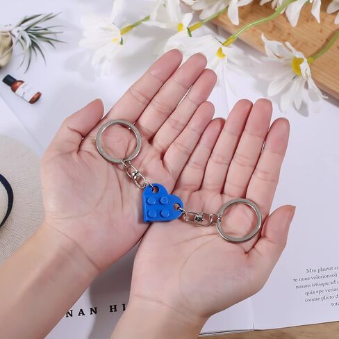 KINBOM Heart Keychain Set, 2pcs Matching Heart Keychain Couple Keychains Small Heart Decorations for Party, Valentines Gift for Girlfriend Boyfriend (Blue) in Saudi Arabia