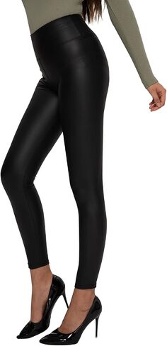 Gondola Blu Faux Leather Leggings for Women High Waist Tummy Control Stretchy Sexy Pants with Thin Fleece Lined Seamless in Saudi Arabia