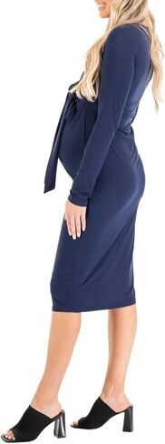 فستان للحوامل بأكمام طويلة وربطة أمامية من Mother Bee in Kuwait