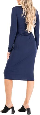 فستان للحوامل بأكمام طويلة وربطة أمامية من Mother Bee in Kuwait