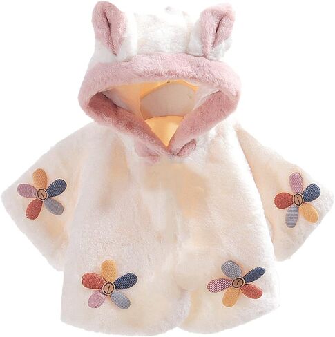 UAZNegozio Faux Fur Coat Newborn Infant Baby Girl Jacket Cape Cloak Poncho 0-3 Years in Kuwait