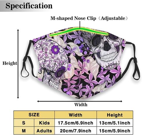 قناع وجه جمجمة قابل لإعادة الاستخدام من GYHUAD، أقنعة قابلة للتعديل وجيدة التهوية للرجال والنساء in Kuwait