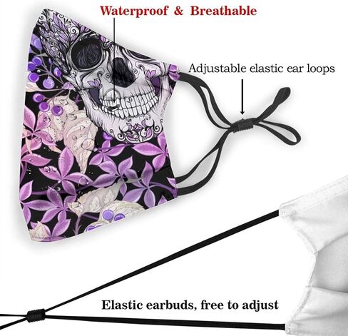 قناع وجه جمجمة قابل لإعادة الاستخدام من GYHUAD، أقنعة قابلة للتعديل وجيدة التهوية للرجال والنساء in Kuwait