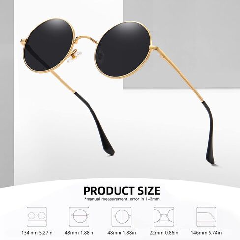 MEETSUN Small Round Sunglasses Polarized for Men Women Retro Vintage Circle Hippie Sun Glasses UV400 in Kuwait