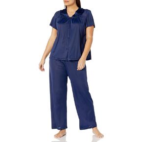 مجموعة بيجامة نسائية رائعة من 90807 مقاس كبير من النايلون التريكو بأكمام قصيرة (1X - 3X) in Kuwait