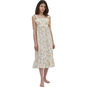 ULLALA Pajamas for Women 40'S Cherish Sleeveless One-Piece Cream Vintage Soft Sleepwear 1Piece one Size Cotton in Kuwait