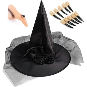 مجموعات قبعة ساحرة للنساء سوداء لحفلات الهالوين والحفلات التنكرية والحفلات التنكرية والزي التنكري واللوازم التنكرية للبالغين in Kuwait