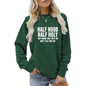 Aoymay نصف غطاء محرك السيارة نصف المقدسة البلوز النساء السيدات عادية Crewneck كم طويل البلوز القمم تي شيرت 2023 in Kuwait