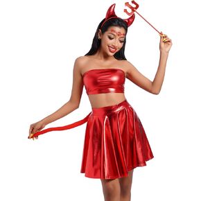 Women Halloween Angle Devil Costume Outfit Wings Halo Headband Wand Devil Horn Pitchfork Tail Cosplay Set in Kuwait