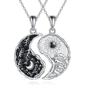 قلادة شجرة الحياة من AXELUNA Yin Yang من الفضة الإسترلينية المتطابقة للأزواج قلادة الصداقة مجوهرات للنساء والرجال هدية in Kuwait