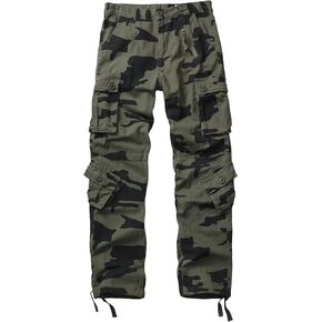 Men's Black Cargo Pants with 8 Pockets Fit Cotton Work Pants Camo Pants in Saudi Arabia