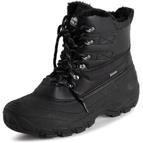 POLAR Mens Waterproof Outsole Deep Tread Fully Faux Fur Lined Winter Durable Snow Boots - Black Lace Up in Kuwait
